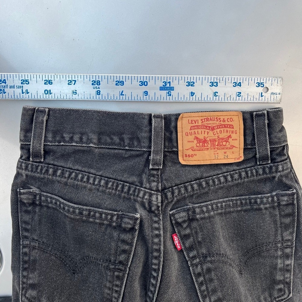 Vintage 90s Levi's 550 slim straight black denim jeans jeans - Picture 9 of 12